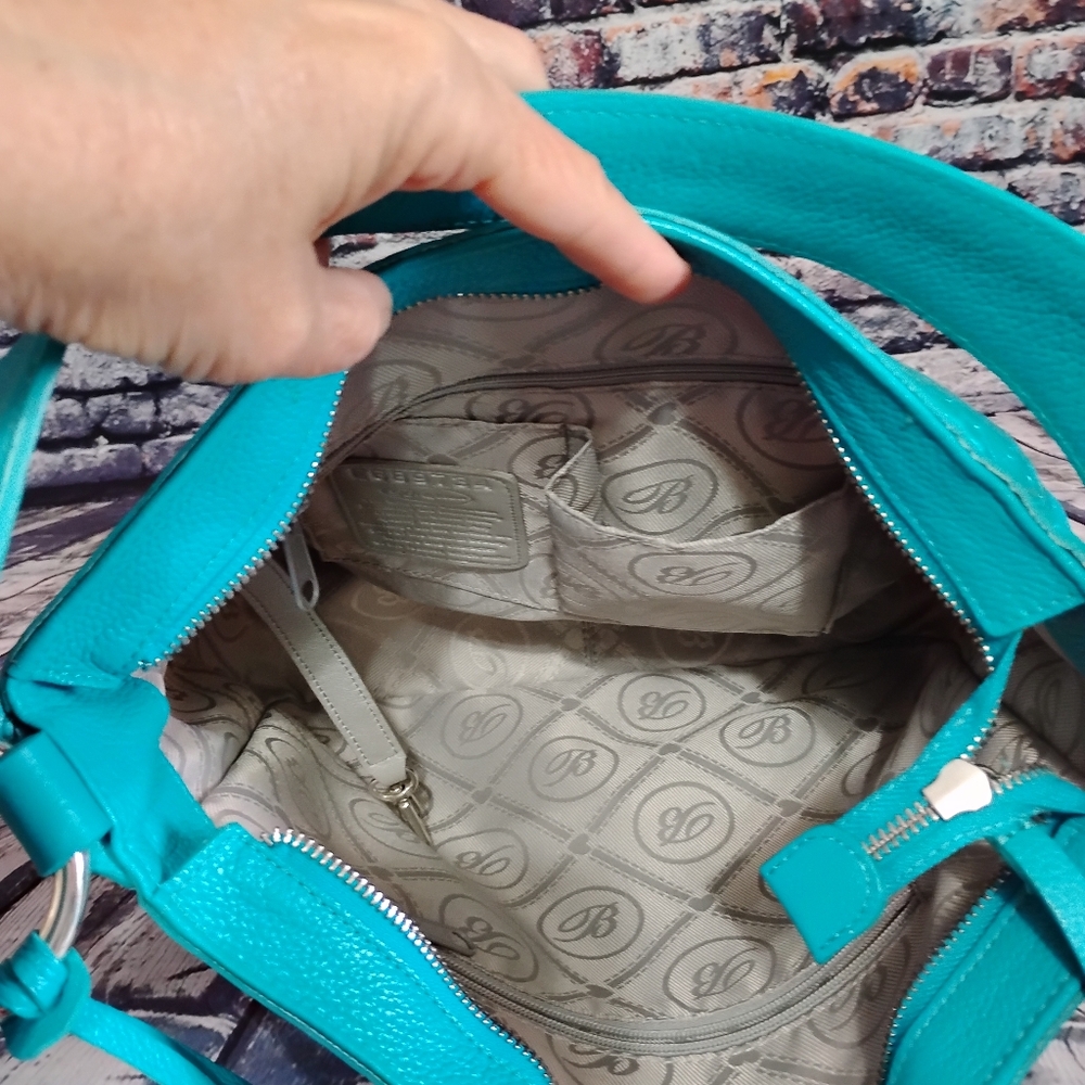 Brighton Cher Shoulder Bag in Teal Croc Embossed Leather Handbag Purse  OBO - Picture 10 of 14